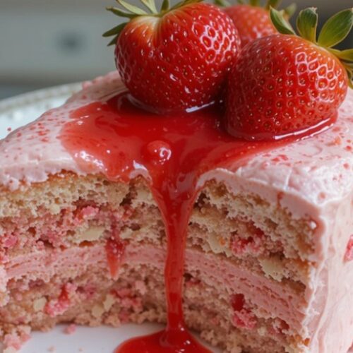 A delightful strawberry cake