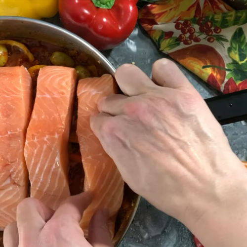 Morrocan salmon ready to be baked