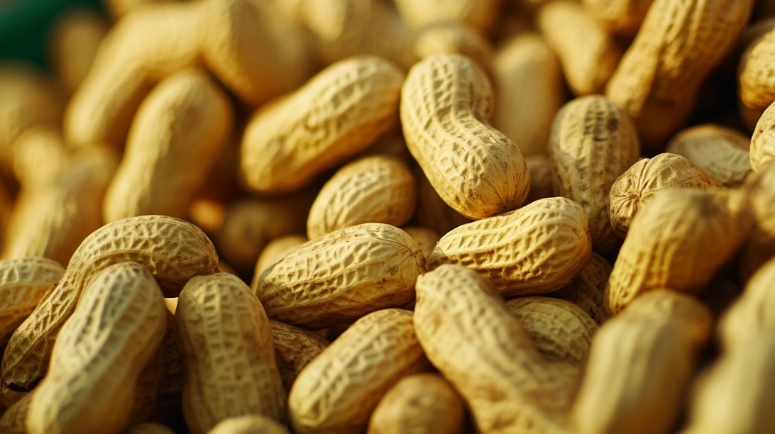 Close-up of unshelled peanuts in natural light