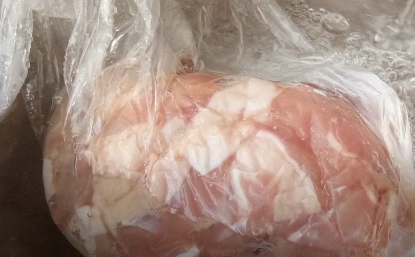 Fresh pork belly, vacuum-sealed for preservation