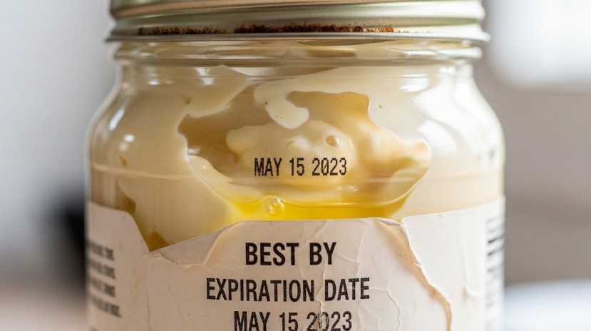 Expired mayonnaise in a jar