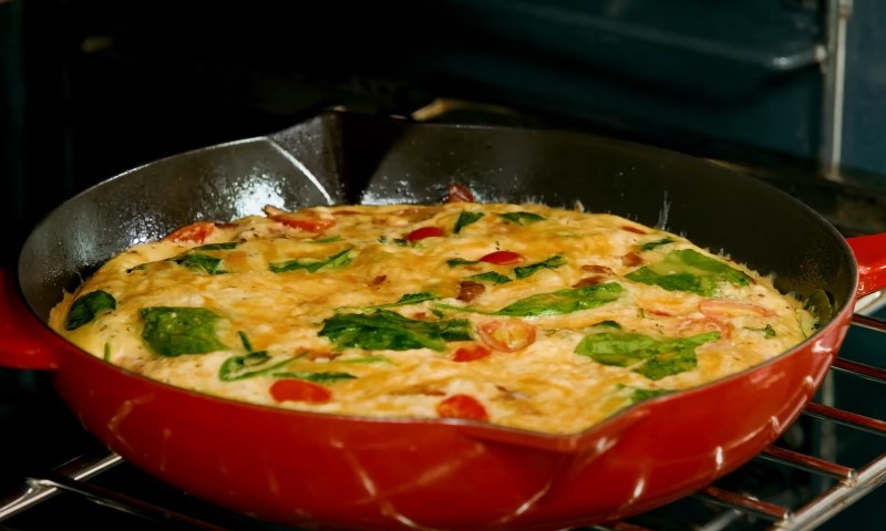 Vegetable frittatas in a pan
